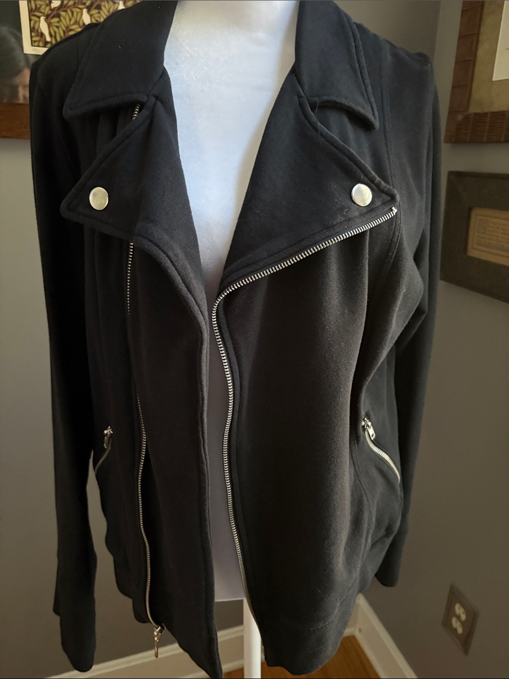 New York & Company Black Moto-Style Bomber Jacket
